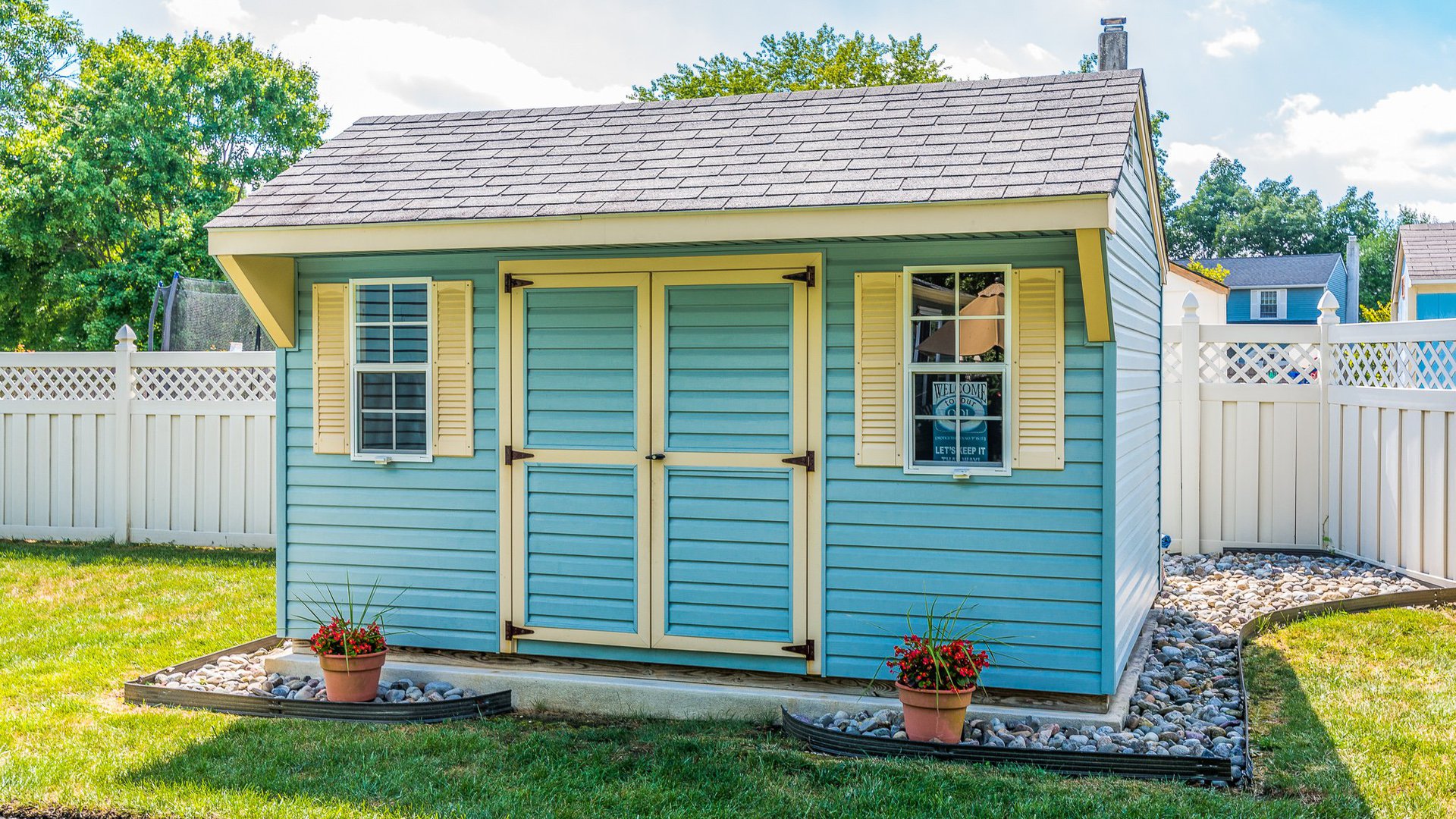 Blue Shed packages with shutters and double doors